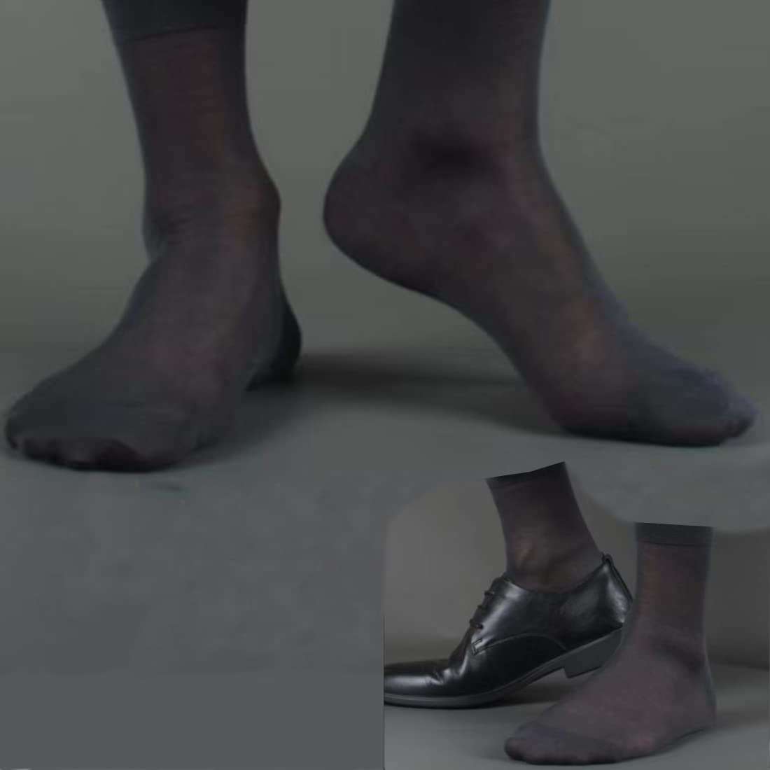 TRY ON Disposable SOCKS PEDS FOOTIES DISPOSABLE NYLON SLIP ON SOCKS FOR GUEST WOMENS MENS BLACK NUDE COLOR - Image 3
