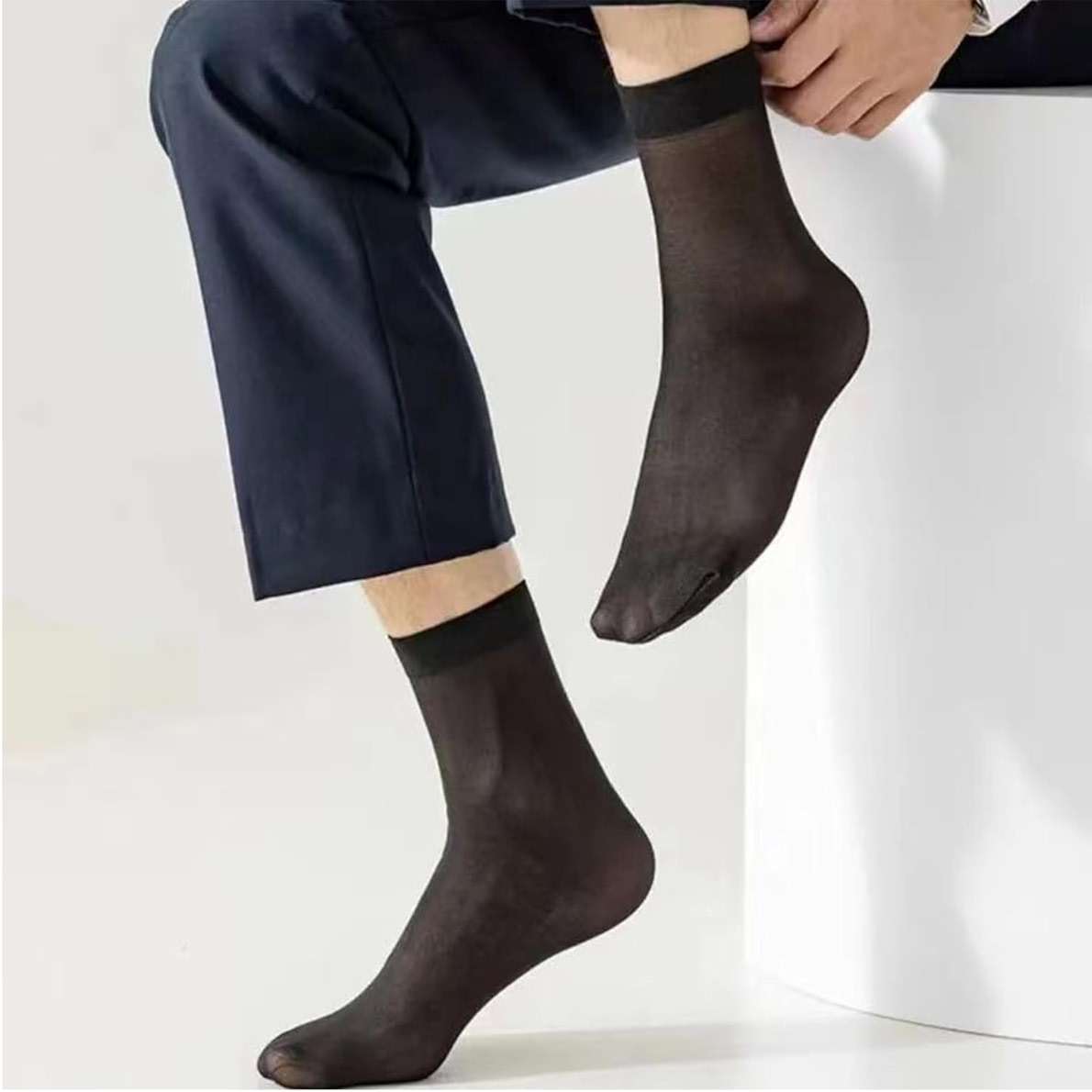 TRY ON Disposable SOCKS PEDS FOOTIES DISPOSABLE NYLON SLIP ON SOCKS FOR GUEST WOMENS MENS BLACK NUDE COLOR - Image 4