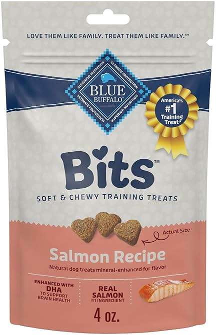 Blue Buffalo Bits Soft Dog Treats for Training, Made with Natural Ingredients & Enhanced with DHA, Salmon Recipe, 4-oz Bag - Image 1