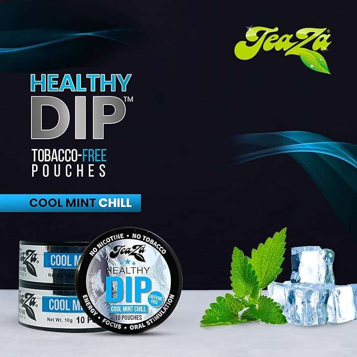 Teaza Herbal Energy Pouches, Alternative Snuff and Healthy Dip, Caffeine Free Tobacco Free Chew Premium Crisp Minty Flavor - Cool Mint Chill (4 Pack) - Image 7