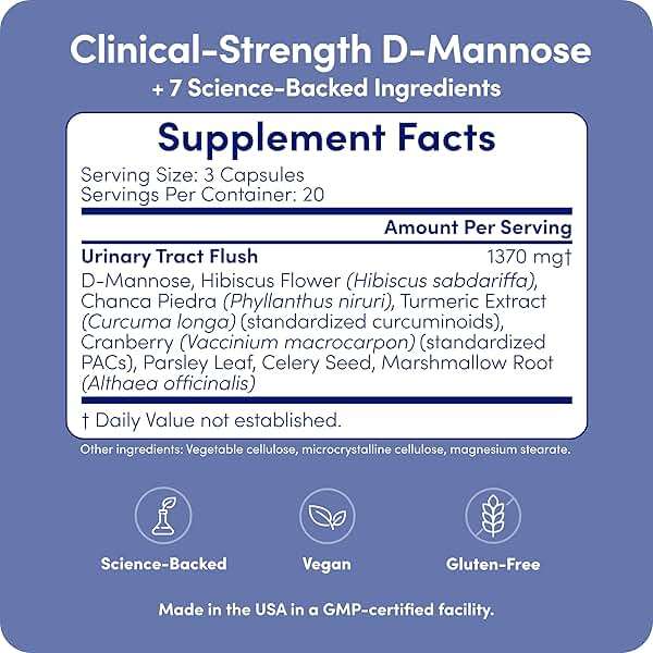 UT-Fem Solution - D Mannose Supplements for Women, D-Mannose 2000mg Capsules, On-Demand Urinary Tract Flush, with Cranberry, Dmannose Pills - 60 Capsules - Image 3