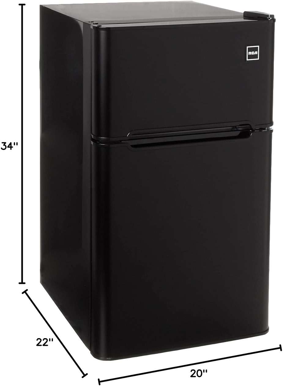 RCA - 2-Door - Compact Refrigerator/Freezer - Reversible Doors - Adjustable Thermostat - 3.2 Cu. Ft. - Black, - Image 3