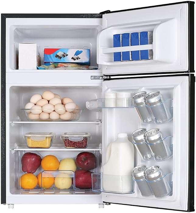 RCA - 2-Door - Compact Refrigerator/Freezer - Reversible Doors - Adjustable Thermostat - 3.2 Cu. Ft. - Black, - Image 7