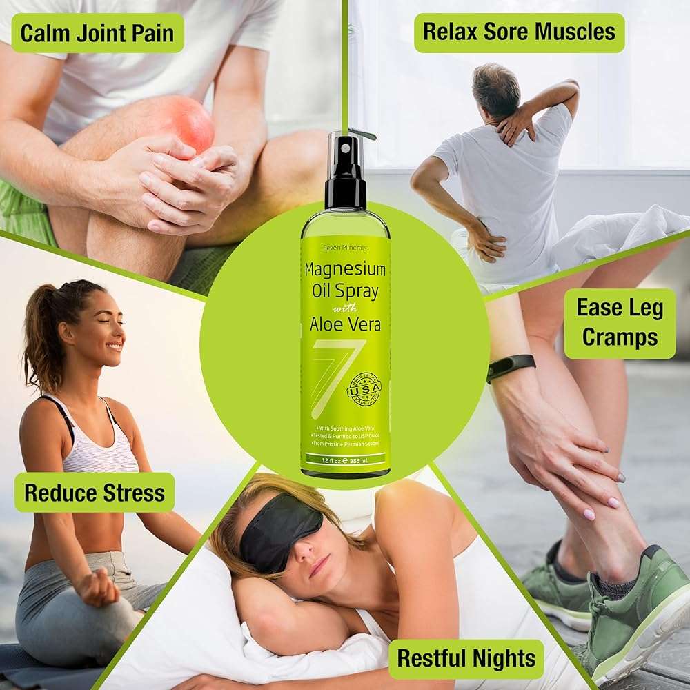 Seven Minerals Pure Magnesium Oil Spray with Aloe Vera 12oz - Pharmaceutical (USP) Grade, Highest Strength with Instant Relief for Feet, Sleep, Muscle Pain & Cramps - Mined in The USA - Image 2