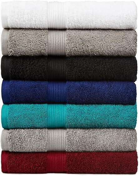 Amazon Basics 6-Piece Fade-Resistant 100% Cotton Towel Set for Bathroom, Soft and Absorbent, 2 Bath Towels, 2 Hand Towels, 2 Washcloths, Gray - Image 4