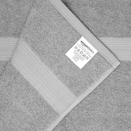 Amazon Basics 6-Piece Fade-Resistant 100% Cotton Towel Set for Bathroom, Soft and Absorbent, 2 Bath Towels, 2 Hand Towels, 2 Washcloths, Gray - Image 5
