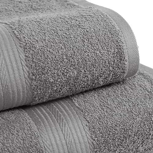 Amazon Basics 6-Piece Fade-Resistant 100% Cotton Towel Set for Bathroom, Soft and Absorbent, 2 Bath Towels, 2 Hand Towels, 2 Washcloths, Gray - Image 6