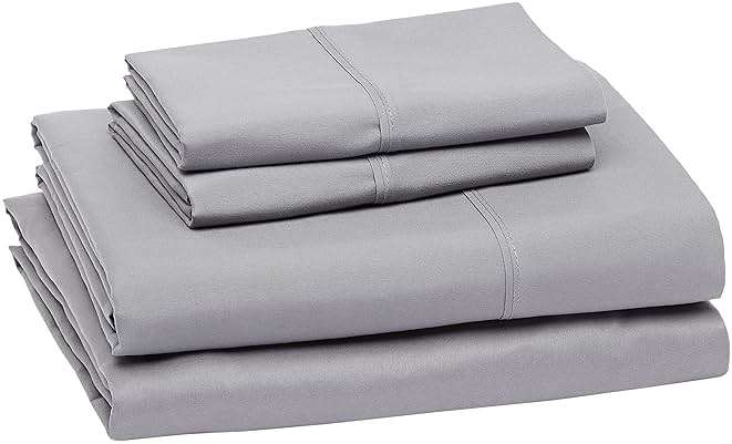 Amazon Basics Lightweight Super Soft Comfortable Breathable Wrinkle Resistant Brushed Microfiber 4-Piece Bed Sheet Set with 14-Inch Deep Pockets, Queen, Dark Gray, Solid - Image 2