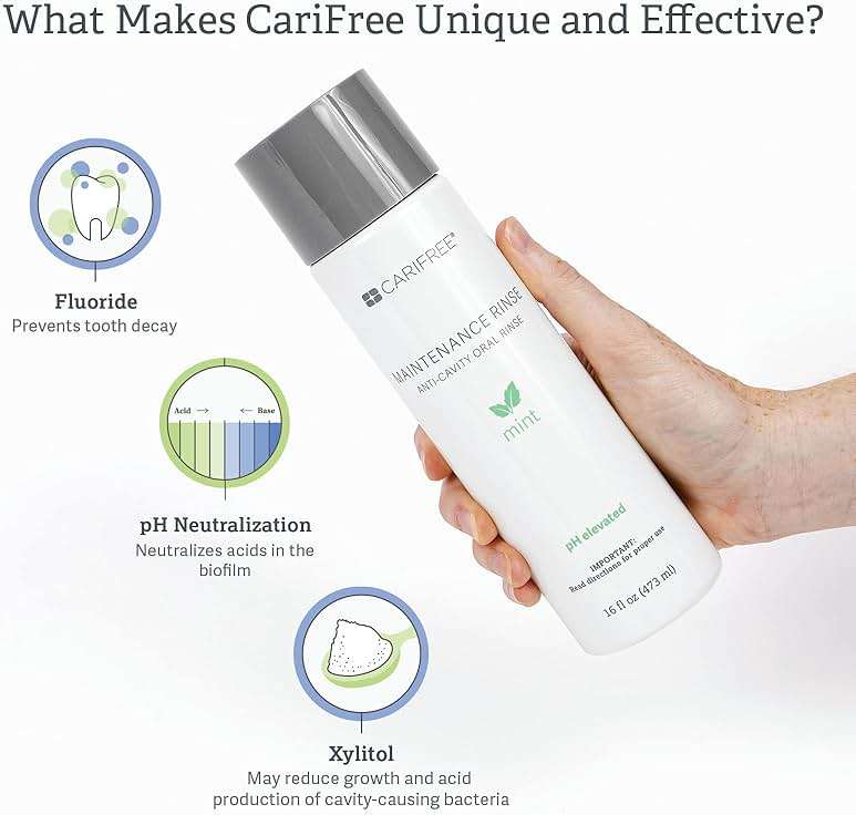 CariFree Maintenance Rinse, Mint Flavored, Anti-Cavity Fluoride Mouthwash, Dentist Recommended, Prevents Oral Decay, Freshens Breath, Alcohol-Free, Neutralizes pH (Previously CTx3) - Image 6