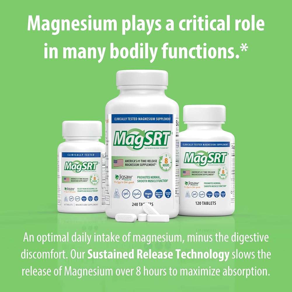 Jigsaw Health MagSRT | Magnesium Supplement with Vitamin B6, Folate & B12 | 120 Tablets | 30 Servings - Image 4