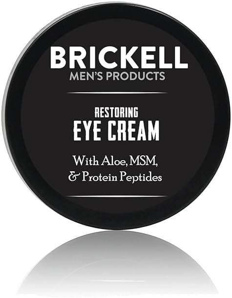 Brickell Men's Restoring Under Eye Cream for Men, Anti Aging Eye Balm To Reduce Puffiness, Wrinkles, Dark Circles, Crows Feet & Eye Bags, Caffeine, Hyaluronic Acid & Protein Peptides, 0.5oz, Unscented - Image 1