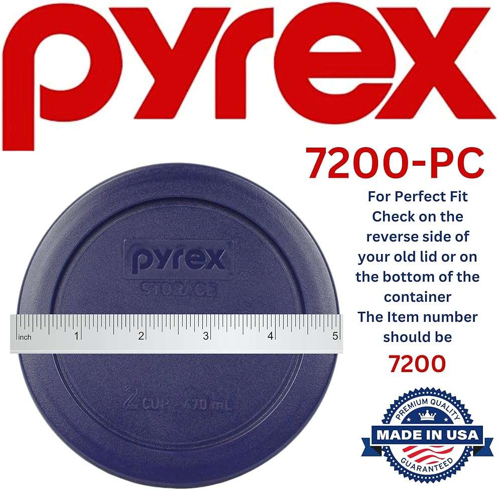 Pyrex 7200-PC 2 Cup Dark Blue Round Storage Lids - Original Genuine Pyrex Lids - 2 Pack - Image 2