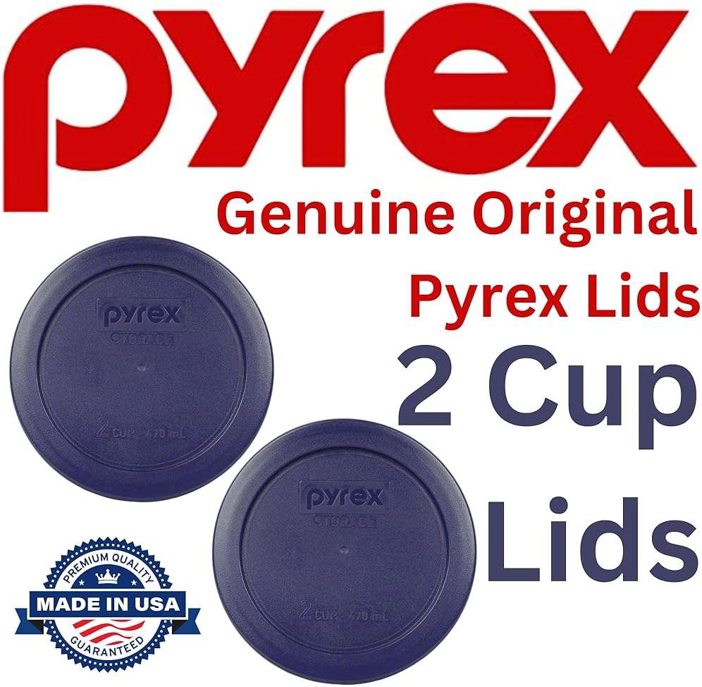 Pyrex 7200-PC 2 Cup Dark Blue Round Storage Lids - Original Genuine Pyrex Lids - 2 Pack - Image 3
