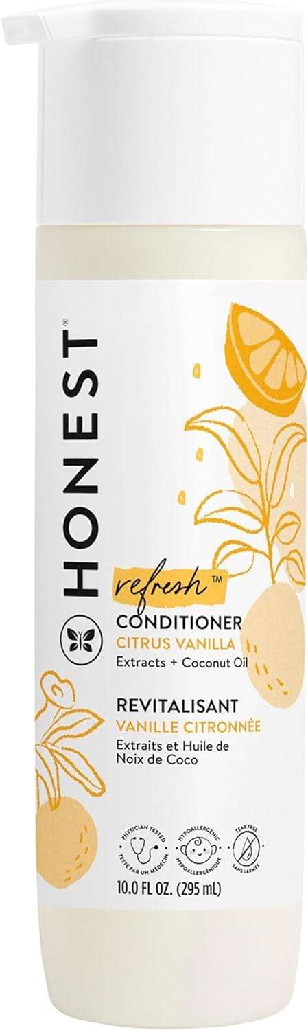 The Honest Company Silicone-Free Conditioner, Gentle Tear-Free, Hypoallergenic, Baby Hair Care with Naturally Derived Ingredients, Citrus Vanilla Refresh, 10 fl oz - Image 1