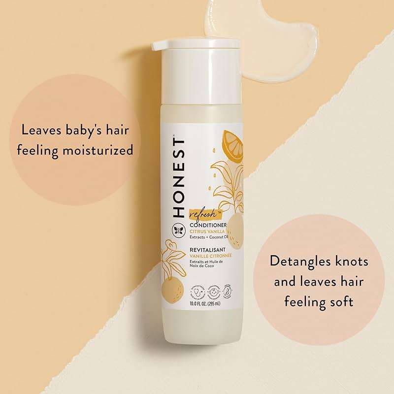 The Honest Company Silicone-Free Conditioner, Gentle Tear-Free, Hypoallergenic, Baby Hair Care with Naturally Derived Ingredients, Citrus Vanilla Refresh, 10 fl oz - Image 2