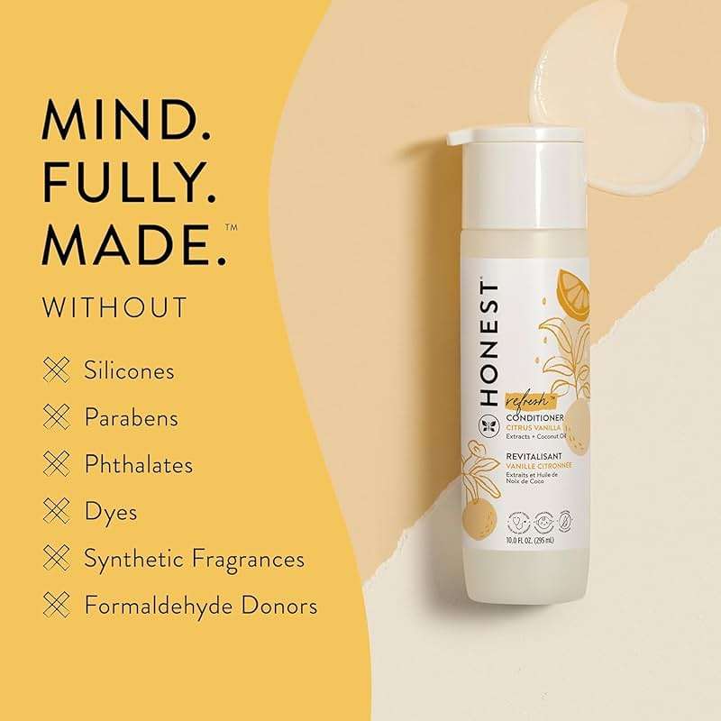 The Honest Company Silicone-Free Conditioner, Gentle Tear-Free, Hypoallergenic, Baby Hair Care with Naturally Derived Ingredients, Citrus Vanilla Refresh, 10 fl oz - Image 5
