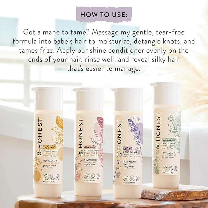 The Honest Company Silicone-Free Conditioner, Gentle Tear-Free, Hypoallergenic, Baby Hair Care with Naturally Derived Ingredients, Citrus Vanilla Refresh, 10 fl oz - Image 6