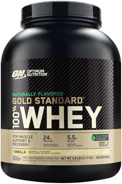 Optimum Nutrition Gold Standard 100% Whey Naturally Flavored Protein Powder 4.8 (Packaging May Vary), Vanilla, 76.8 Ounce - Image 1