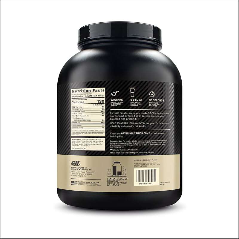 Optimum Nutrition Gold Standard 100% Whey Naturally Flavored Protein Powder 4.8 (Packaging May Vary), Vanilla, 76.8 Ounce - Image 10