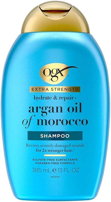 OGX Extra Strength Hydrate & Repair + Argan Oil of Morocco Shampoo for Dry, Damaged Hair, Cold-Pressed Argan Oil to Moisturize & Smooth, Paraben-Free, Sulfate-Free Surfactants, 13 Fl Oz - Image 3
