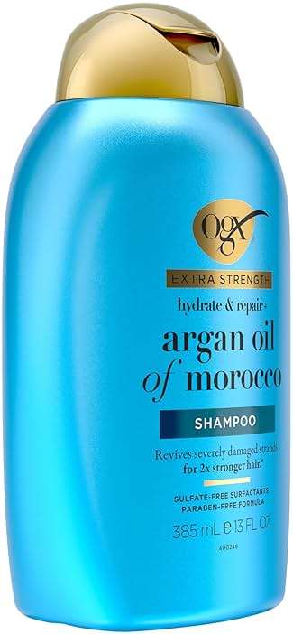 OGX Extra Strength Hydrate & Repair + Argan Oil of Morocco Shampoo for Dry, Damaged Hair, Cold-Pressed Argan Oil to Moisturize & Smooth, Paraben-Free, Sulfate-Free Surfactants, 13 Fl Oz - Image 4