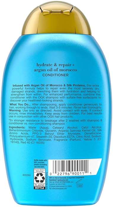 OGX Extra Strength Hydrate & Repair + Argan Oil of Morocco Conditioner for Dry, Damaged Hair, Cold-Pressed Argan Oil to Moisturize Hair, Paraben-Free, Sulfate-Free Surfactants, 13 Fl Oz - Image 9