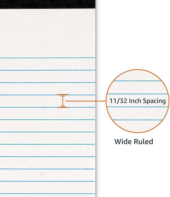 Amazon Basics Wide Ruled Lined Writing Note Pads for Office Supplies, 8.5" x 11.75", White, 12-Pack of 50 Perforated Sheets - Image 4