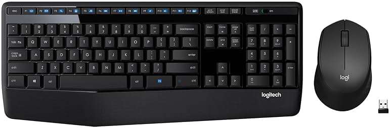 Logitech MK345 Wireless Keyboard and Mouse Combo with Palm Rest, 2.4 GHz USB Receiver, Compatible with PC, Laptop, Black - Image 1
