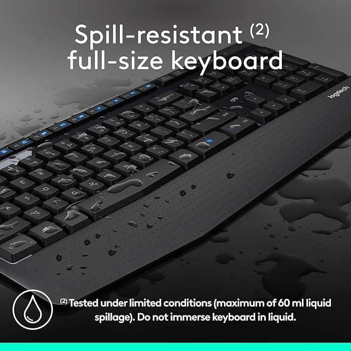 Logitech MK345 Wireless Keyboard and Mouse Combo with Palm Rest, 2.4 GHz USB Receiver, Compatible with PC, Laptop, Black - Image 4