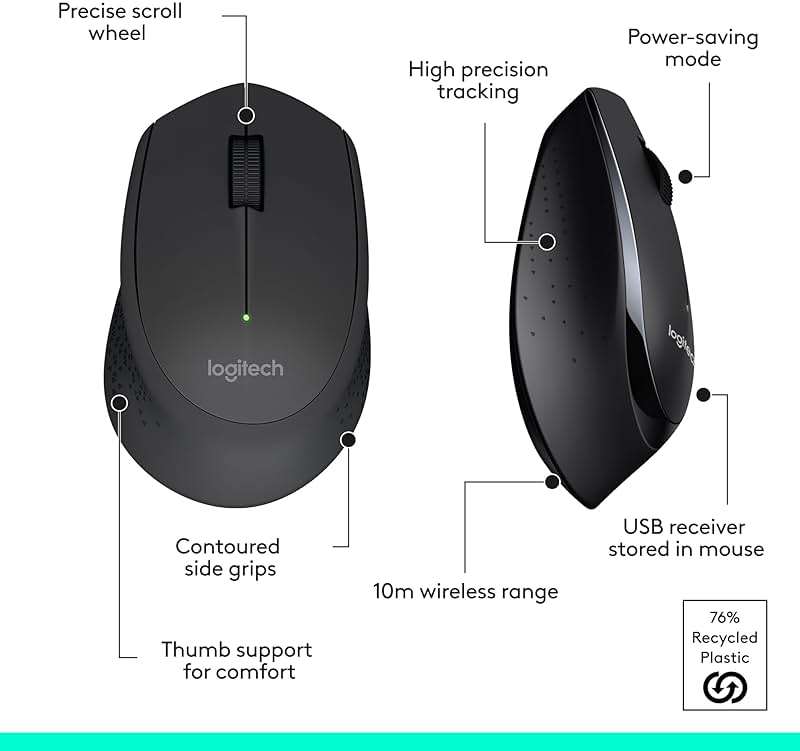 Logitech MK345 Wireless Keyboard and Mouse Combo with Palm Rest, 2.4 GHz USB Receiver, Compatible with PC, Laptop, Black - Image 8
