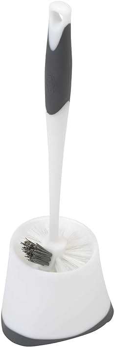 Clorox Corner Toilet Bowl Brush with Under Rim Scrubber, Includes Corner Storage Caddy, White - Image 1
