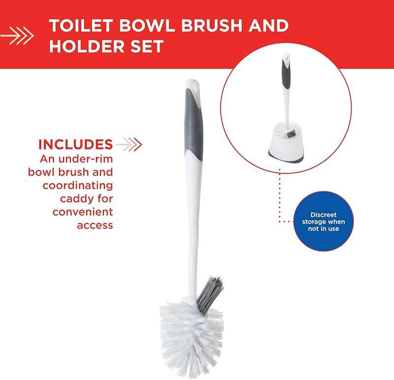 Clorox Corner Toilet Bowl Brush with Under Rim Scrubber, Includes Corner Storage Caddy, White - Image 5