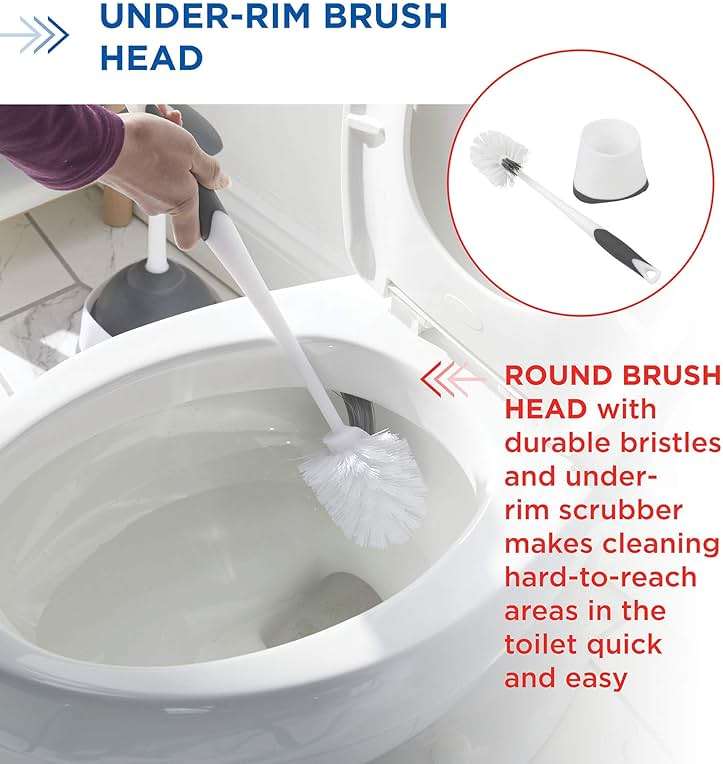 Clorox Corner Toilet Bowl Brush with Under Rim Scrubber, Includes Corner Storage Caddy, White - Image 6