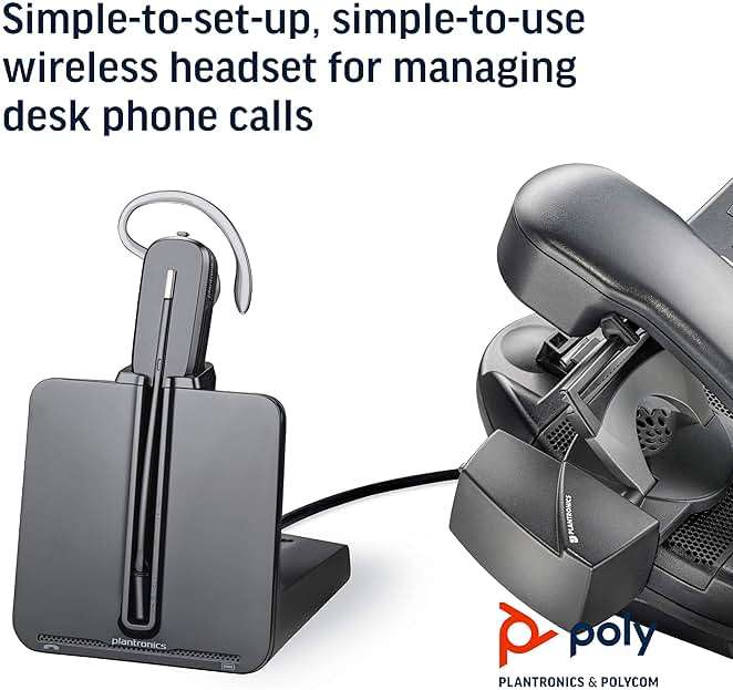 Plantronics - CS540 Wireless DECT Headset (Poly) - Single Ear (Mono) Convertible (3 Wearing Styles) - Connects to Desk Phone - Noise Canceling Microphone - Image 3