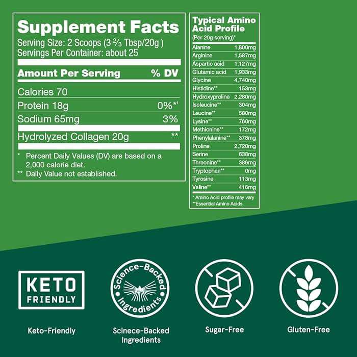 Bulletproof Unflavored Collagen Peptides Powder, 20g Grass-Fed Collagen Protein and Amino Acids for Skin, Bones and Joints, 17.6 Ounces - Image 3