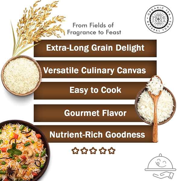 Pride of India Basmati Rice 3 lb | Extra Long Grain Indian Basmati Rice Naturally Aged 2 Years | Non Sticky Aromatic White Basmati Rice for Cooking Biryani, Fried Rice & Everyday Meals - Image 4