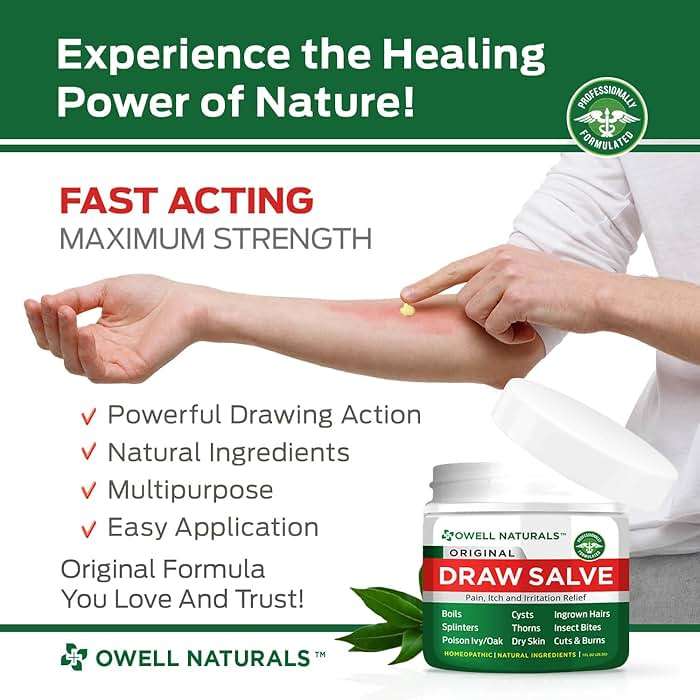 OWELL Naturals Drawing Salve Ointment for Boil & Cyst Removal, Deep Ingrown Hair, Splinter Remover, Bug Spider Bites, Bee Sting, Mosquito Itching, Poison Ivy - Image 3