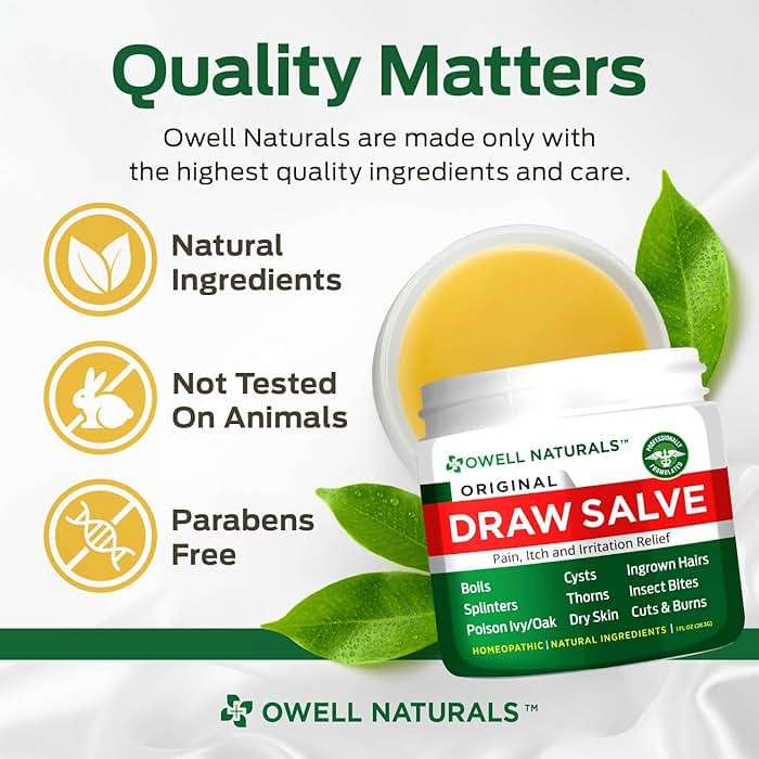 OWELL Naturals Drawing Salve Ointment for Boil & Cyst Removal, Deep Ingrown Hair, Splinter Remover, Bug Spider Bites, Bee Sting, Mosquito Itching, Poison Ivy - Image 6