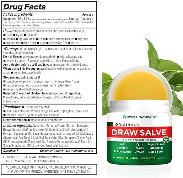 OWELL Naturals Drawing Salve Ointment for Boil & Cyst Removal, Deep Ingrown Hair, Splinter Remover, Bug Spider Bites, Bee Sting, Mosquito Itching, Poison Ivy - Image 7