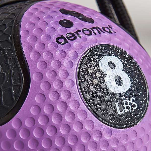Aeromat Elite Power 39" Rope 8 lb Medicine Balls for Exercise - 9" Dia Workout Ball, Weighted Balls for Exercise, Weight Ball, Wall Balls for Exercise, Color-Coded Medicine Ball with Rope (Purple) - Image 1