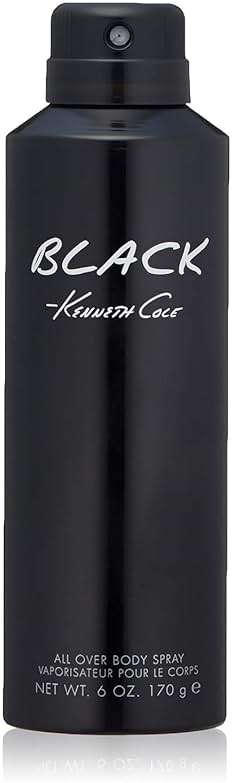Kenneth Cole Black All Over Body Spray for Men, Aromatic Woody Fragrance, Notes of Watermint, Mandarin, Cedar, and Musk, Long-Lasting Cologne, 6.0 Fl. Oz - Image 1
