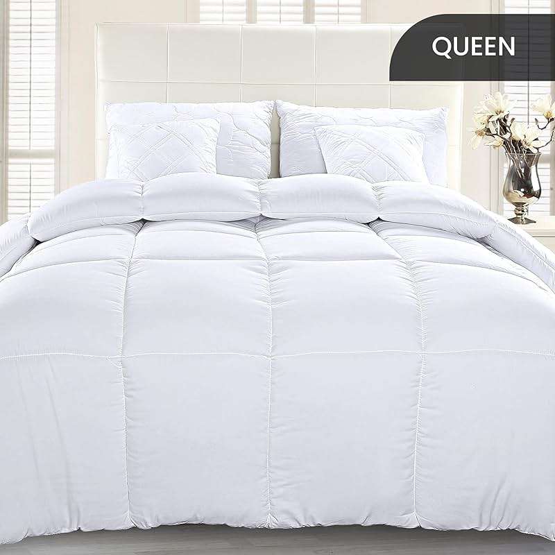 Utopia Bedding Queen Comforter Duvet Insert, Quilted White Comforter with Corner Tabs, Box Stitched Down Alternative Comforters Queen Size 88 x 88 inches - Image 4