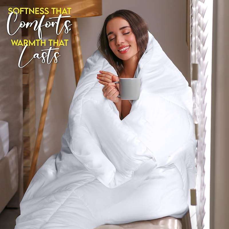 Utopia Bedding Queen Comforter Duvet Insert, Quilted White Comforter with Corner Tabs, Box Stitched Down Alternative Comforters Queen Size 88 x 88 inches - Image 6