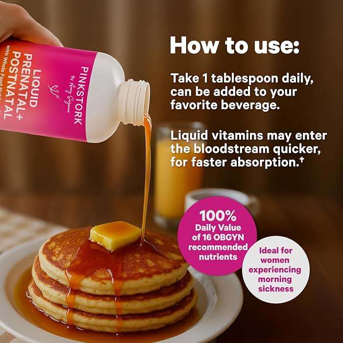 Pink Stork Liquid Prenatal Vitamins for Women - Berry Flavor Organic Food Blend - Fertility, Pregnancy, Postpartum Essentials - Morning Sickness Support - Breastfeeding & Lactation - 32 Servings - Image 4