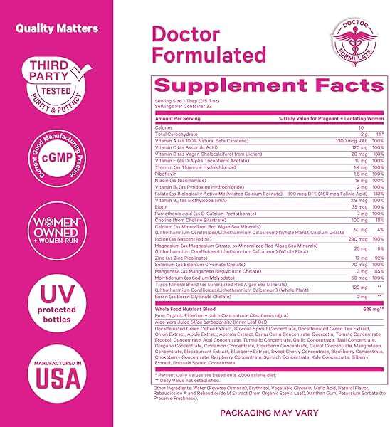 Pink Stork Liquid Prenatal Vitamins for Women - Berry Flavor Organic Food Blend - Fertility, Pregnancy, Postpartum Essentials - Morning Sickness Support - Breastfeeding & Lactation - 32 Servings - Image 5