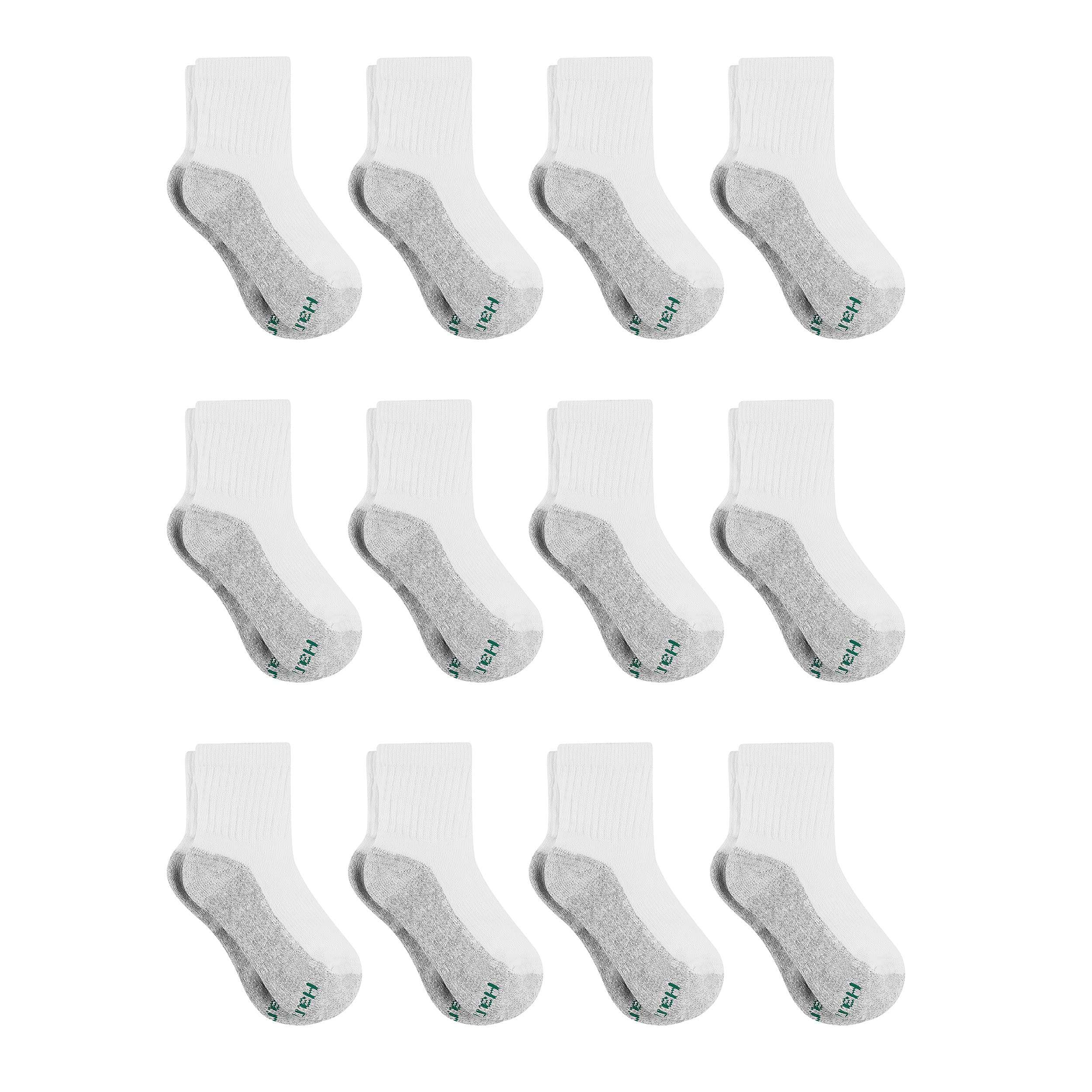 Hanes Boys' Socks Pack, Double Tough Moisture Wicking Ankle, Crew, No Show Socks, 12 & 14 Pair Packs - Image 1