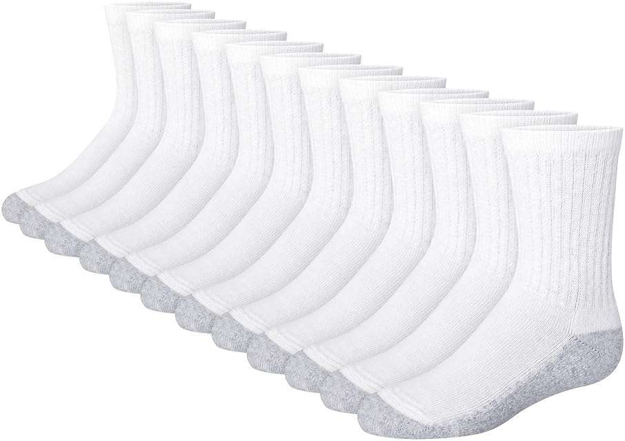 Hanes Boys' Socks Pack, Double Tough Moisture Wicking Ankle, Crew, No Show Socks, 12 & 14 Pair Packs - Image 1