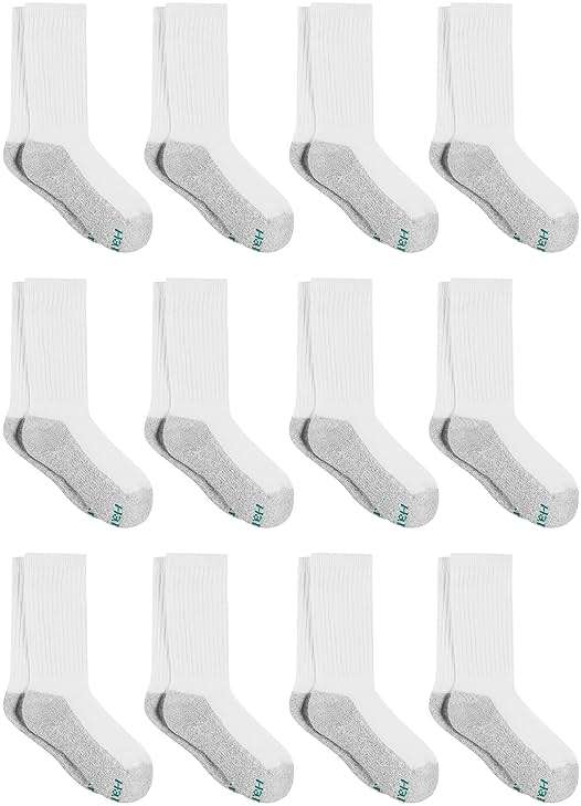 Hanes Boys' Socks Pack, Double Tough Moisture Wicking Ankle, Crew, No Show Socks, 12 & 14 Pair Packs - Image 1