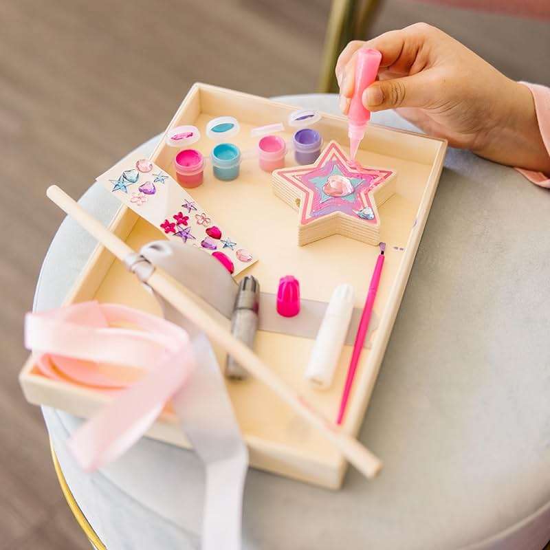 Melissa & Doug Created By Me! Paint & Decorate Your Own Wooden Princess Wand Craft Kit, Pink Princess Crafts Great for Rainy Days, Toys for Kids Ages 4+ - Image 2