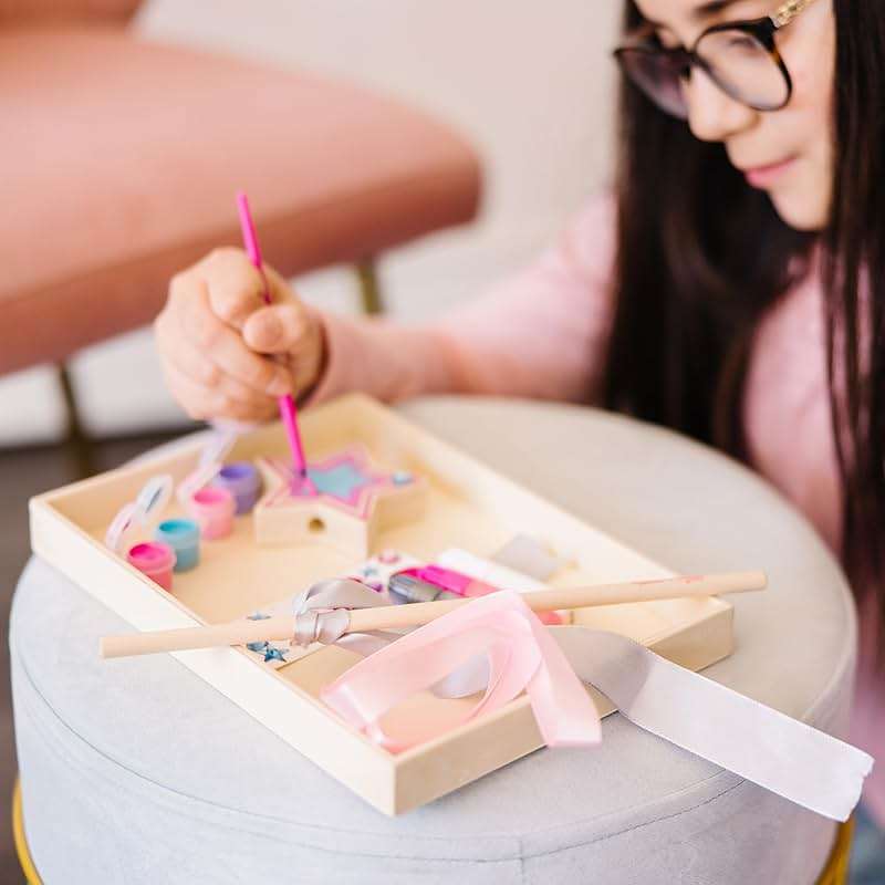 Melissa & Doug Created By Me! Paint & Decorate Your Own Wooden Princess Wand Craft Kit, Pink Princess Crafts Great for Rainy Days, Toys for Kids Ages 4+ - Image 8